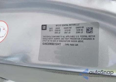 2011 Buick Lucerne Cxl from USA, damaged, VIN 1G4HC5EM5BU152477